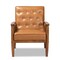 Baxton Studio Sorrento Mid-Century Modern Tan Faux Leather and Walnut Brown Finished Wood Lounge Chair 175-10977-Zoro - alternate 4